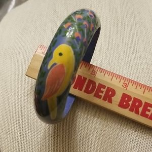 Vintage Handpainted Bird Bangle